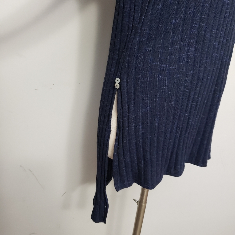 Anthropologie Deletta Small Navy Blue Ribbed V Neck Tunic Top - Picture 8 of 10